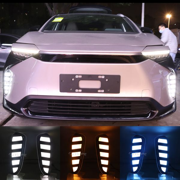2pcs Car LED Daytime Running Light pour Toyota BZ4X 2022 Dynamic Turn Signal Front Fog Lampe Drl Car Style FOGlight