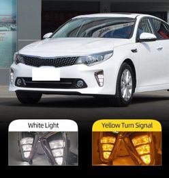 2 uds coche LED DRL luz de circulación diurna lámpara antiniebla para Kia K5 Optima 2016 2017 con señal de giro amarilla luz diurna foglights2279744