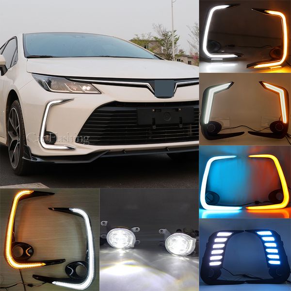 Luz de circulación diurna LED DRL para coche, 2 uds., con señal de giro, faro antiniebla, marco de luz para parachoques, embellecedores para Toyota Corolla 2019 2020 2021 2022