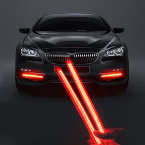 2 pièces voiture LED DRL rouge feux diurnes étanche Flexible bande phare séquentiel flux clignotant jaune lampe universelle