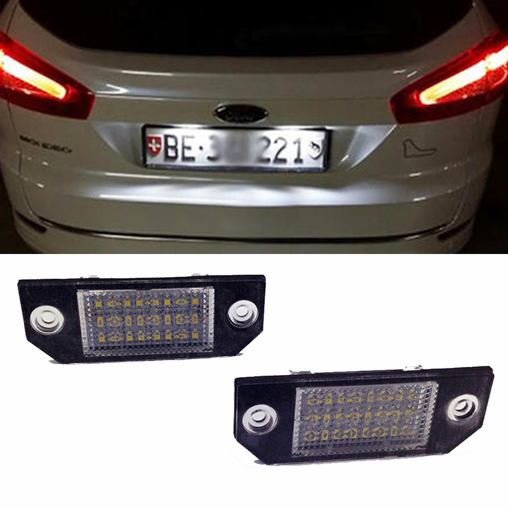 2Pcs Car LED License Number Plate Light Lamp White Light for Ford Focus 2 C-Max MK2