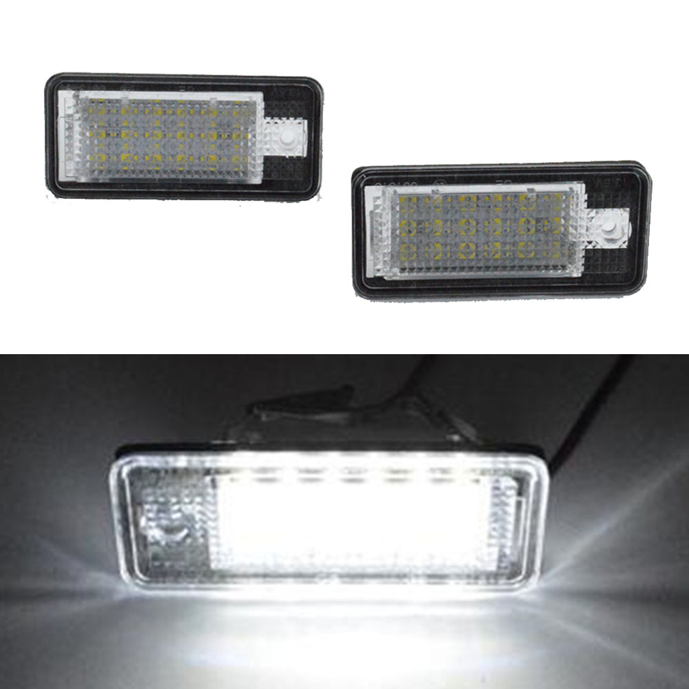2PCS CAR LED رقم رخصة لوحة مصباح مصباح أبيض لضوء أبيض لـ Audi A3 S3 8P A4 B6 B7 A5 A6 4F Q7 A8 S8 C6 CABRIOLET219V