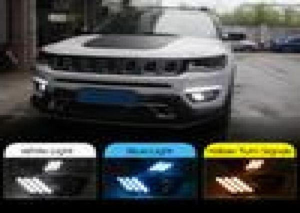 Luz LED DRL para coche, 2 uds., con función de señal amarilla, relé de luz diurna para Jeep Compass 2017 2018 2019 20201772142