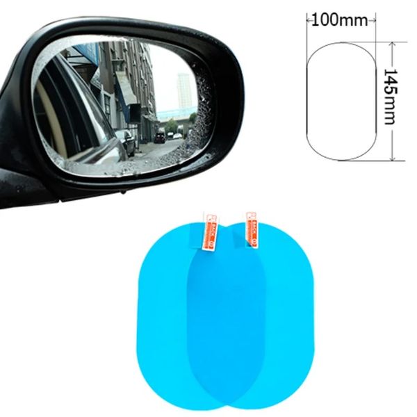 Película transparente impermeable para espejo retrovisor de coche, película antiniebla, pegatina impermeable transparente, accesorios de conducción segura, 2 uds.