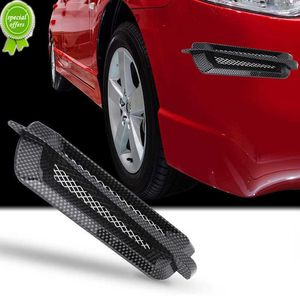 2 pièces voiture côté évent garde-boue couverture garniture en Fiber de carbone filet grille Texture voiture prise d'air Grille couverture autocollant universel accessoires