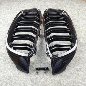 2 uds estilo de coche rejilla frontal negra brillante de doble listón para BMW 4 Series F32 F33 F36 F80 F82 F83 2013 + accesorios para coche