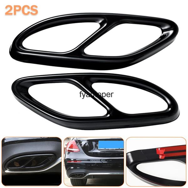 2 pièces voiture style queue gorge cadre décoration couverture garniture pour 2015-2017 mercedes-benz tuyau d'échappement autocollants accessoires269A