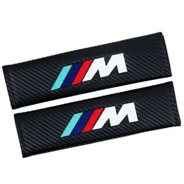 Housse de ceinture de sécurité en Fiber de carbone, 2 pièces, pour BMW M, protection d'épaule, accessoires de voiture