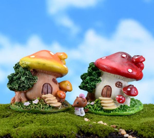2 piezas Casa de hongos de dibujos animados Moss Moss Landscape Terrario Jardin Decoración Jardín de hadas Miniatura Gnome Bonsai Ornamentos para el hogar3339360