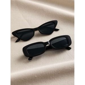 2 stks Cat Eye Square Frame Street Street Persoonlijkheid Plastic zonnebril voor vrouwen Outdoor Beach Party UV Protection Accessoires