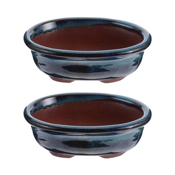 2pcs céramique émaillée planteur pot de fleur vase de style chinois pot de fleur charnu 210401