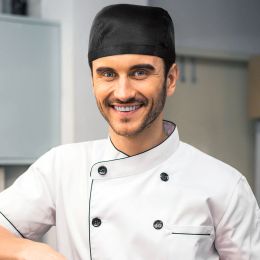 2pcs chef sombreros camareros uniformes gorros panadería bbq grill sombreros de cocinero (negro)