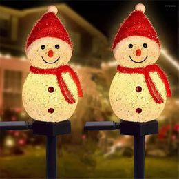 2 stks kerst decoratieve outdoor waterdichte vakantie Snowman Lights Stake Landscape Led Ground Plug Light Solar Garden