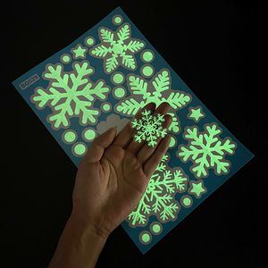 2pcs Christmas Lumineux Snowflake Sticker Stickers PVC PVC Electrostatic Mur Wall Stickers For Home Decor New Year Wallpaper