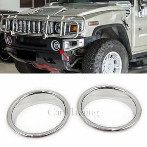 2 Stuks Chrome Mistlamp Lamp Cover Voor HUMMER H2 2003-2009 Auto Chrome Trim Racing Grill Koplamp Mistlampen bezel Accessoires