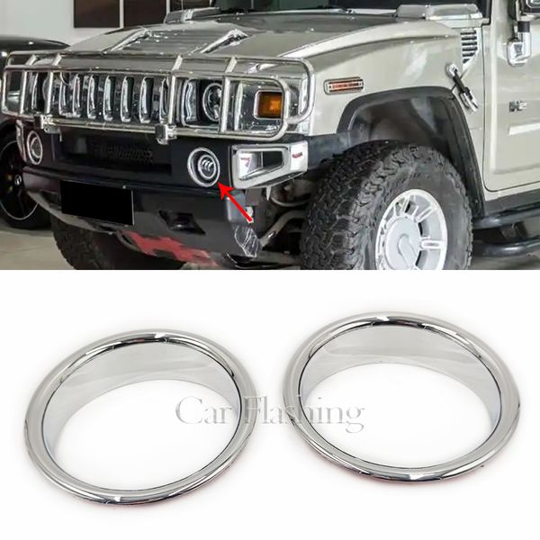 2pcs Cubierta de lámpara de luz antiniebla cromada para Hummer H2 2003-2009 Cromo Cromo Trimen Racing Grill Fog Lights Accesorios de bisel