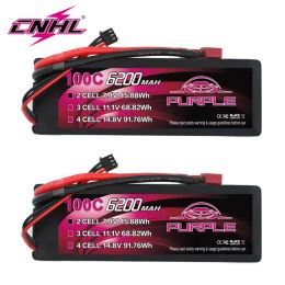 2PCS CNHL 2S 7.4V Batterie Lipo 6200mAh 100c Hardcase avec Tiens T Plug pour les véhicules de voiture RC