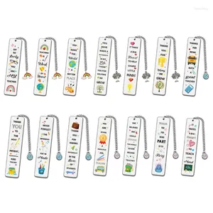 2pcs Color Printing Bookmarks with Chain Gift For Book Lover Reader Bookwormes Professeur Metal Reading Mark D5QC