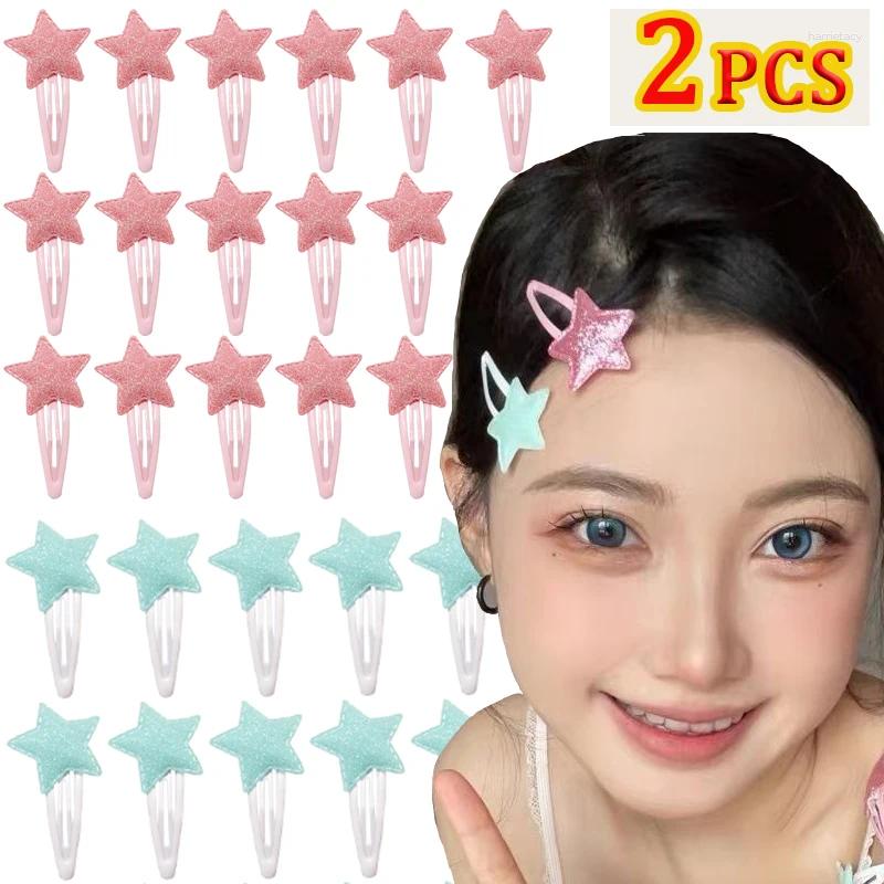 2 pçs colorido estrelas de cinco pontas grampo de cabelo grampos de cabelo y2k bonito barrette moda hairpin headwear accessoires