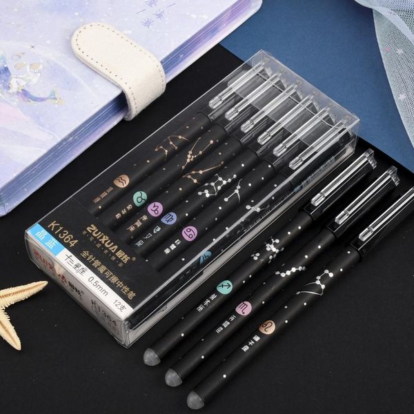 2 pièces Constellation Gel stylo nouveauté 0.5mm encre noire étoilée pour fille cadeau étudiant papeterie école écriture fournitures de bureau