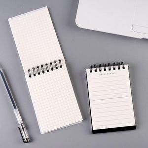 2 uds. Papelería creativa A7 Upturn Coil Notebook 80 hojas Grid Memo Pad cubierta de PVC línea Horizontal libro planificador útiles escolares