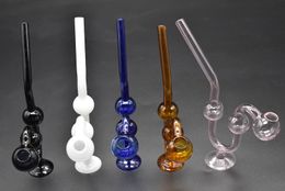 2 stks gebogen glazen tabakspijpen hand roken pijp slang vorm glas olie branders glas water leidingen saldo permanent met dikke basis