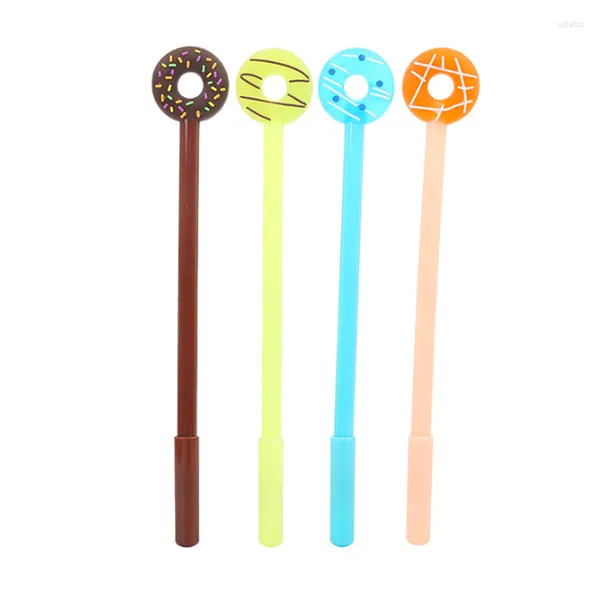 2 uds lindo Donut Pen Kawaii 0,5mm tinta negra dibujos animados Gel regalos escuela Oficina suministros herramientas de escritura promoción papelería