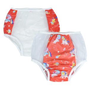 2 stks Dadious ABDL volwassen babyluiers slipje incontinentie elastische band plastic herbruikbare broek DDLG rode PVC herenluiers H0830