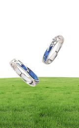 2 piezas delicado mar azul meteórico estrella amante anillos de pareja conjunto a juego promesa boda luna estrella anillo bandas para él y ella X0715120774334101