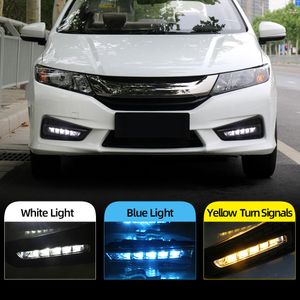 2 stks daglicht LED Daytime Running Light 12V DRL voor Honda City 2015 2016 2017 met gele kleur draaien signaallamp