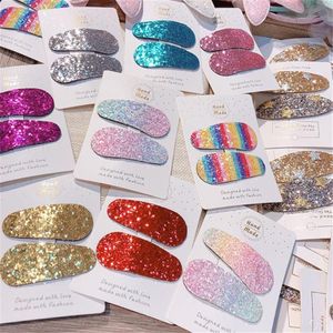 2 Stuks Diy Kapsel Kawaii Meisjes Regenboog Bb Haar Clip Pailletten Glanzende Haarspelden Kids Haarspeldjes Snoep Kleur Vrouwen Haar Accessoires231i