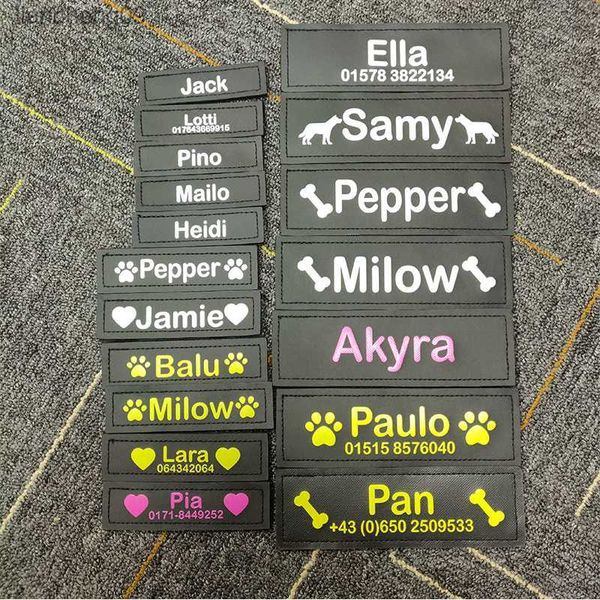 2 uds etiqueta de identificación de perro etiqueta de nombre de perro etiquetas de nombre personalizadas etiqueta reflectante pegatinas luminosas personalizadas para etiqueta de arnés de perro suministros para mascotas L230620