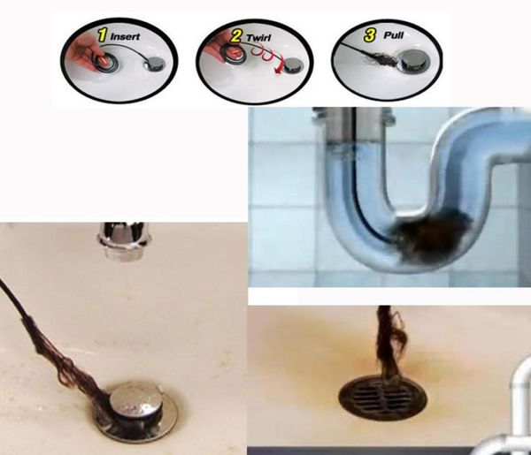 2pcs draine évier nettoyeur salle de bain non lavabo baignoire toilettes brosses de serpent-brossage Épilateur d'outil 9747682