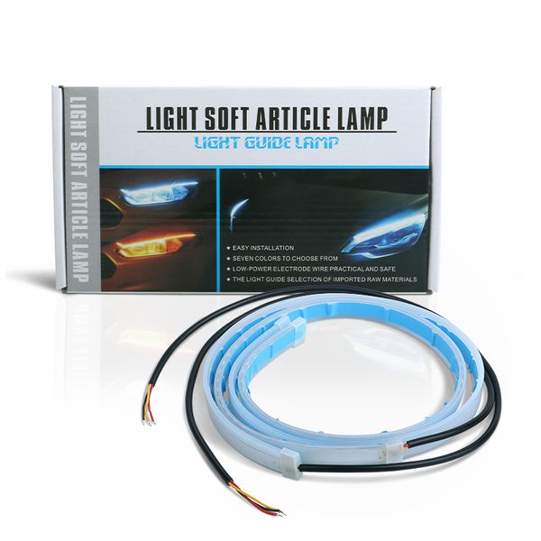 2 pièces feux de jour DRL 30/45/60cm pour voiture dynamique Streamer LED double coloré coffre feu arrière clignotant voiture lampe arrière