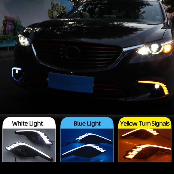 2pcs drl pour Mazda 6 Mazda6 Atenza 2016 2017 2018 LED Daytime Lights Lights Daylight avec le virage jaune