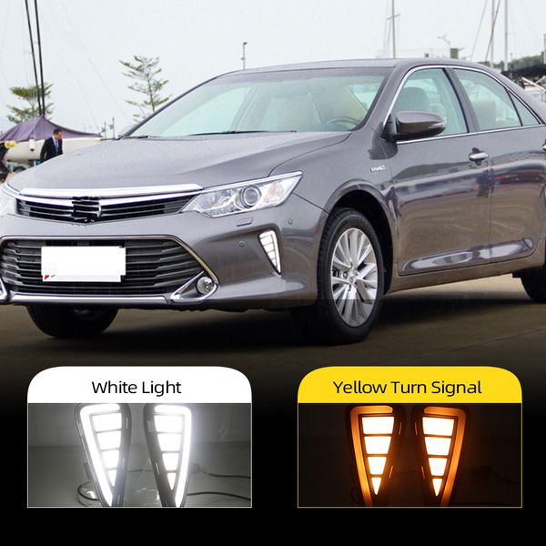 2pcs DRL para Toyota Camry 2015 2016 2017 LED DRL cubierta de la luz de las luces de niebla luz del día con luz amarilla