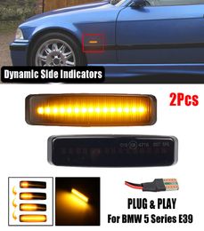 2PCS Marker LED dynamique Light Car Fender Side Yellow Flowing Sequential Turn Signal Light 12V pour BMW Série 5 E39 19952003 M54154811