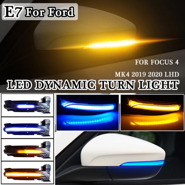 2 piezas de señal de giro dinámico Ligera LED Ala trasera Retalla del espejo Luz de parpadeo para Ford Focus 4 MK4 2019 2020 ST 2021 LHD