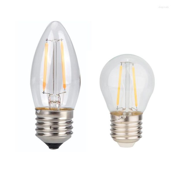 2 uds E27 Retro Edison bombilla de filamento LED lámpara AC220V luz G45 A60 vela Vintage de vidrio 2W 4W 6W