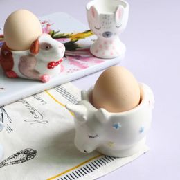 2 pièces lapin de Pâques enfant petit déjeuner coquetier mignon plateau à œufs en forme d'animal gadgets de cuisine en céramique œufs surprise comme cadeau de Pâques pour enfant 240105