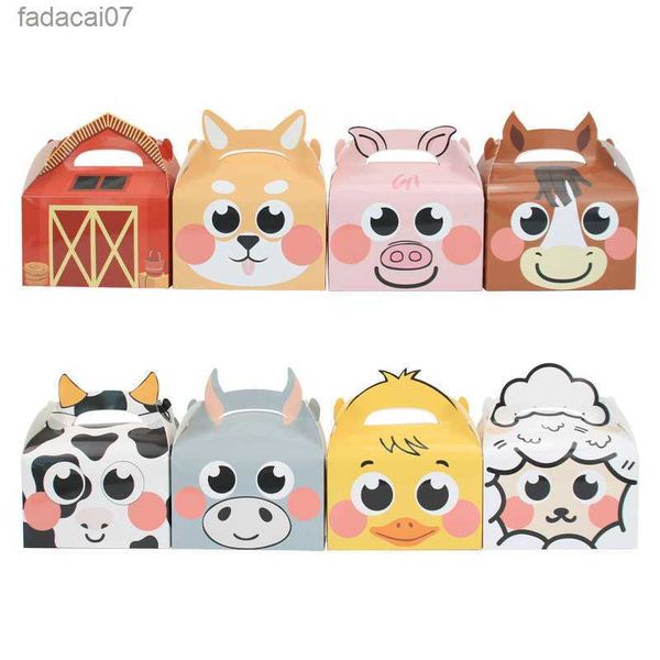 2 PCS Terres Agricoles Animaux Bonbons Boîtes Carton Vache Cochon Biscuit Boîte D'emballage Enfants Ferme Animal Thème Fête D'anniversaire Fourniture DIY Cadeaux L230620