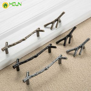 2pcs Fashion Tree Branch Furniture Handle 96mm 128mm Black Silver Bronze Kitchen Cabinet Handles Drawer Knobs Door Pulls Hardware