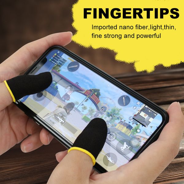 2 pièces couverture de doigt en Fiber pour PUBG jeux mobiles écran de contrôleur de jeu respirant touchant des gants de pouce anti-rayures anti-transpiration