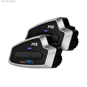 2pcs Fodsports FX2 motorhelm intercom draadloze bluetooth 5.0 headset 1000M waterdichte moto bt interphone met FM-radio Q230830