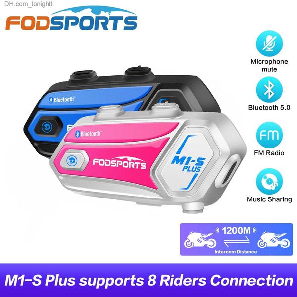 2 pièces Fodsports M1s Plus casque de Moto Interphone Bluetooth casque 8 coureurs groupe parler M1-s Bt Interphone Moto partage de musique Q230830