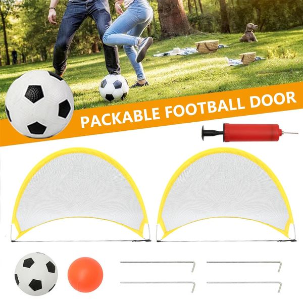 2 pièces buts de Football pliables Playmaker ensemble de buts portables pour les jeux de ramassage d'entraînement sport Pop Up dôme en forme de balle 231225