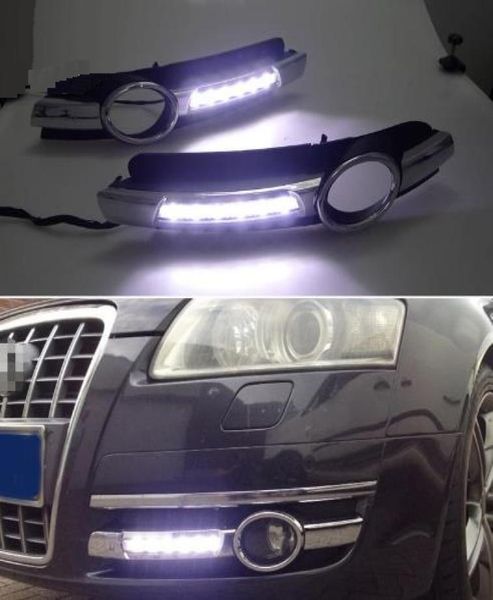 2 pièces pour A6 C6 2005 2006 2007 2008 bande chromée étanche ABS voiture DRL lampe 12V LED feux de jour lumière du jour 2421162