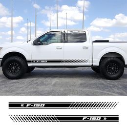 2 pièces pour Ford F150 F-150 élégant voiture porte côté jupe autocollants vinyle corps décalcomanies course bande Auto extérieur décor accessoires225t