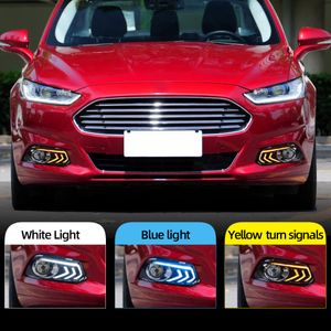 2 stks voor FORD MONDEO FUSION 2013 2014 2015 2016 auto DRL 12 V LED Daytime Running Light with Turn Yellow Signal Relay