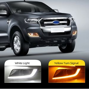 2pcs Pour Ford Ranger 2015 Wildtrak 2016 2017 2018 LED d'éclairage diurne DRL Daylight brouillard tête jaunissent lampe